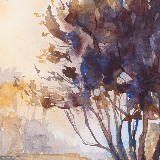 Close-up of Tara Shoemaker’s original watercolor painting 'Penuel,' showing expressive brushwork and texture—example of faith-based, handmade art worth collecting.