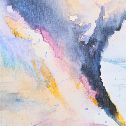 Abstract watercolor painting with a gradient of colors