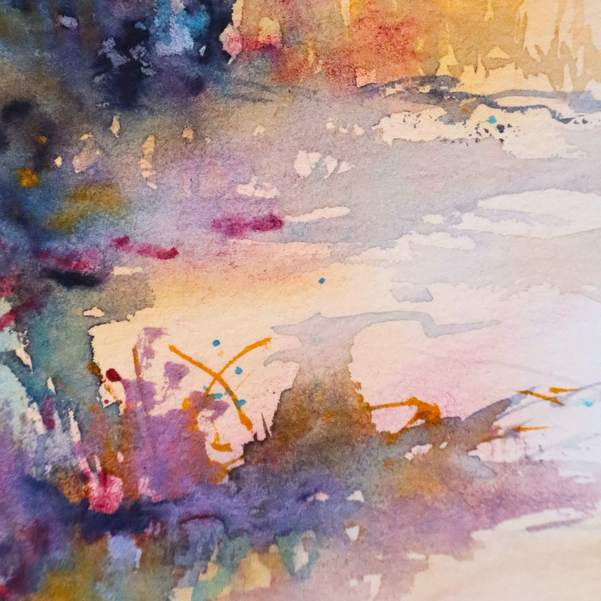 Abstract watercolor painting with multicolors